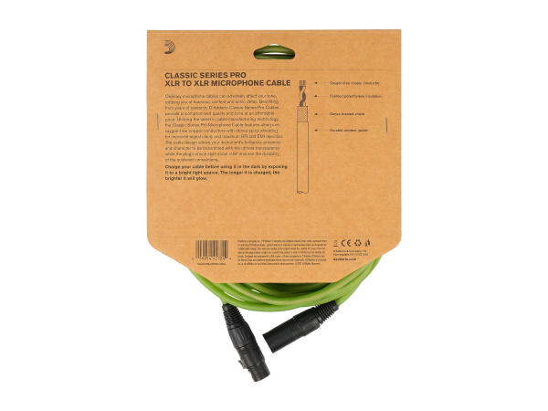 PW-CPMIC-20GL Classic Series Pro Микрофонный кабель, 6м, светло-зелёный, D'Addario