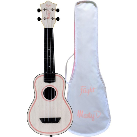 TUS MARTY - укулеле Travel, сопрано, белая, подписная укулеле, пластик. чехол в комплекте, FLIGHT