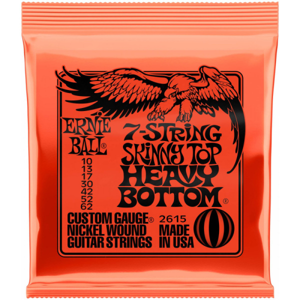 P02615 Комплект струн для 7-струнной электрогитары Nickel Wound Heavy Bottom, 10-62, Ernie Ball