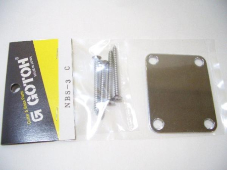 Gotoh NBS-3C, пластина для крепления грифа с саморезами, хром (Made in Japan)