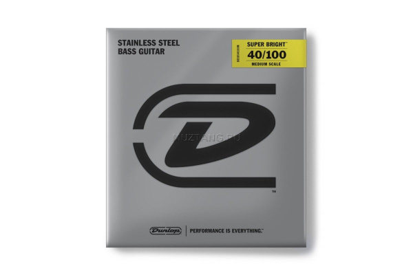 (TDN) Струны для бас-гитары Dunlop DBSBS40100M Super Bright, нерж.сталь, Medium Scale, 40-100