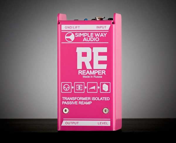 RE-PK Reamper Дибокс, преобразователь сигнала для гитары, пассивный, розовый, Simpleway Audio