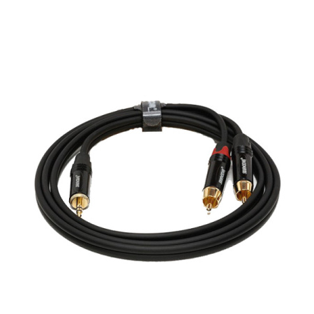 MJ2RCA-2m Y-кабель миниджек - 2 RCA с литым копусом и позолоченными контактами, 2м, SHNOOR