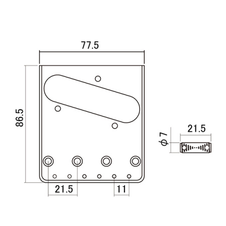 T-21C (H-T-21C) Бридж (струнодержатель), хром, Hosco