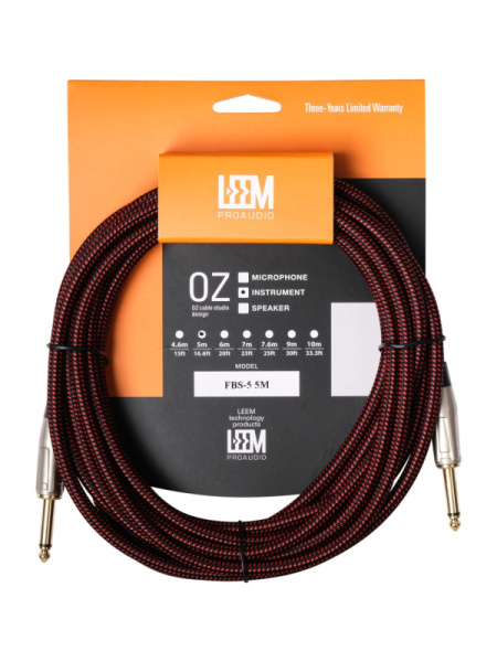 FBS-5(BK/RD) Кабель инструментальный, черный/красный, 5м, Leem