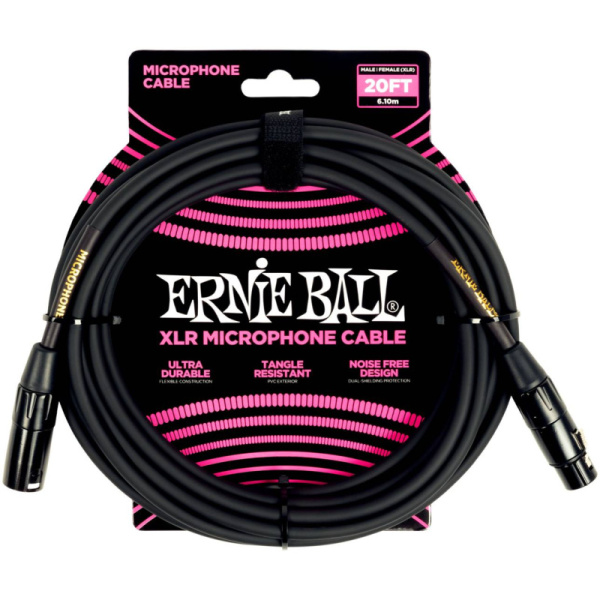 P06388 кабель микрофонный, XLR - XLR, 6 м, чёрный. ERNIE BALL
