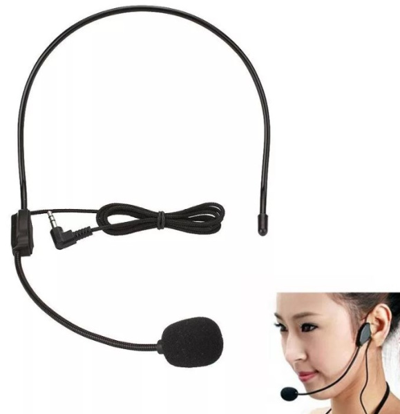 GMB100 Головной проводной микрофон с регулировкой,штекер МОНО миниджек,цвет черный