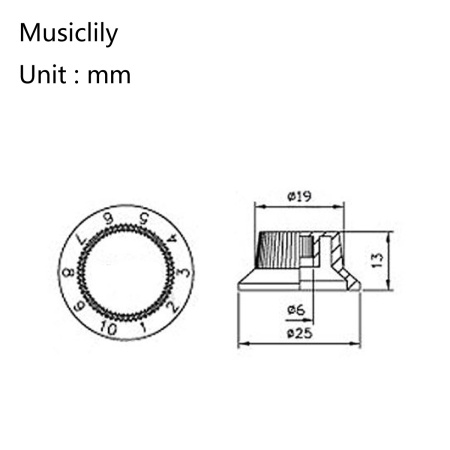 MX1733AW-2MX1734AW Комплект ручек потенциометров (2+1), Strat Style, белые, Musiclily