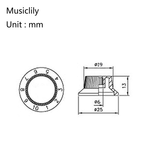 MX1733AW-2MX1734AW Комплект ручек потенциометров (2+1), Strat Style, белые, Musiclily
