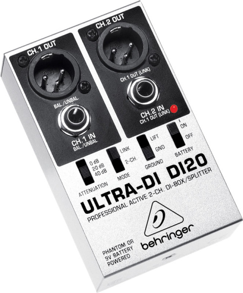 DI20 ULTRA-DI профессиональный активный 2-х канальный директ бокс (ди-бокс). BEHRINGER