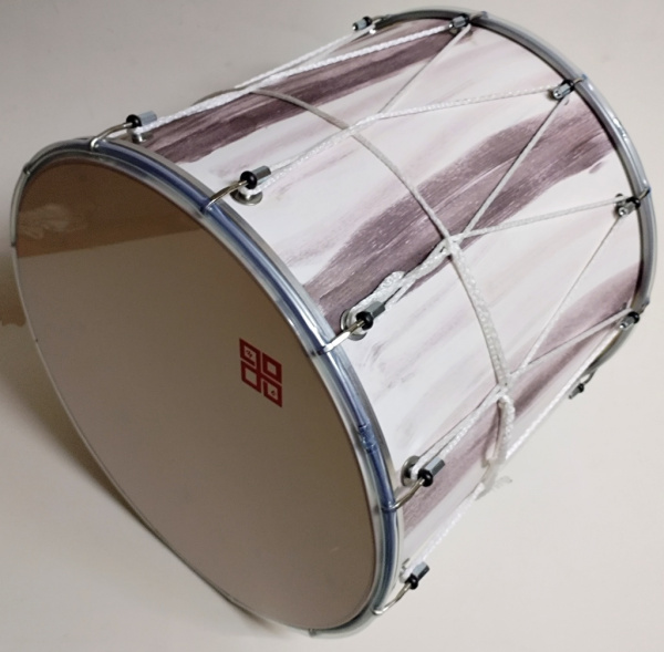 (LUT) BK-14Msv Барабан кавказский 14", цвет мрамор светлый, с веревкой, Мастерская Бехтеревых