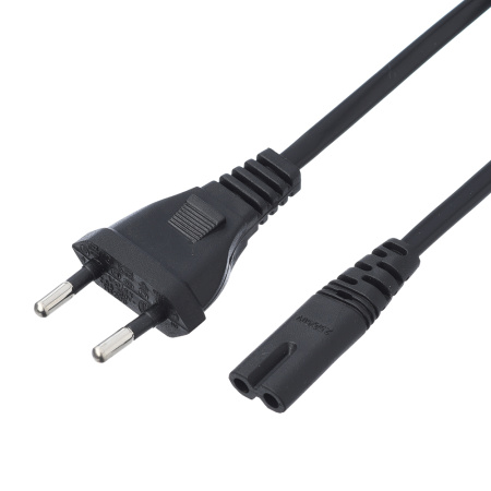00-00025227 Кабель питания евровилка-C7 (2-pin) 1.8м ПВХ 0.75мм, черный, GoPower