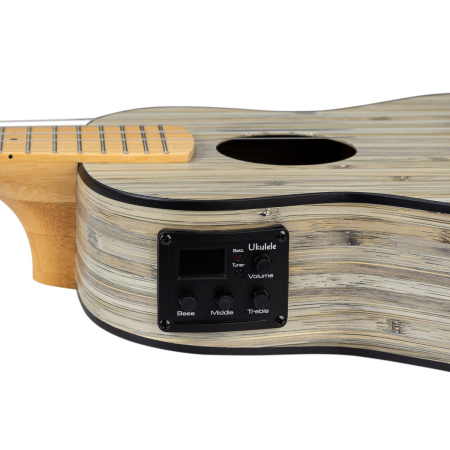 HH-2316E Bamboo Series Укулеле концертный со звукоснимателем, с чехлом, графит, Cascha