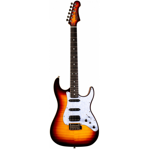 JS-600 SB Электрогитара, Stratocaster, корпус кр.дерево/топ клен, HSS, tremolo, JET
