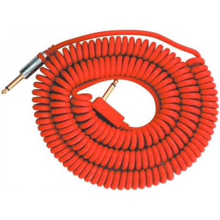 Vintage Coiled Cable RED Иструментальный кабель (витой) Jack 6,35мм (Mono, прямой-угловой), 9м, VOX