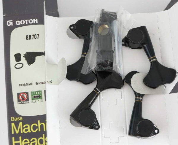 GB707 CB колки для бас-гитары, 2+2, Cosmo black Gotoh (Made in Japan)