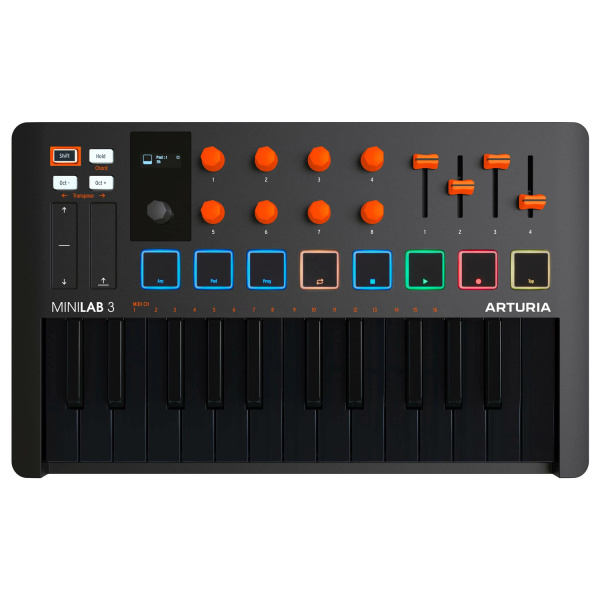 MiniLAB 3 Orange Edition портативный 25-клавишный USB-MIDI-контроллер. Arturia