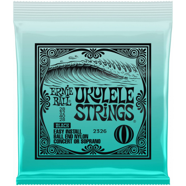 P02326 Комплект струн для укулеле черный нейлон, ball end (.028, .032, .040, .028), ERNIE BALL
