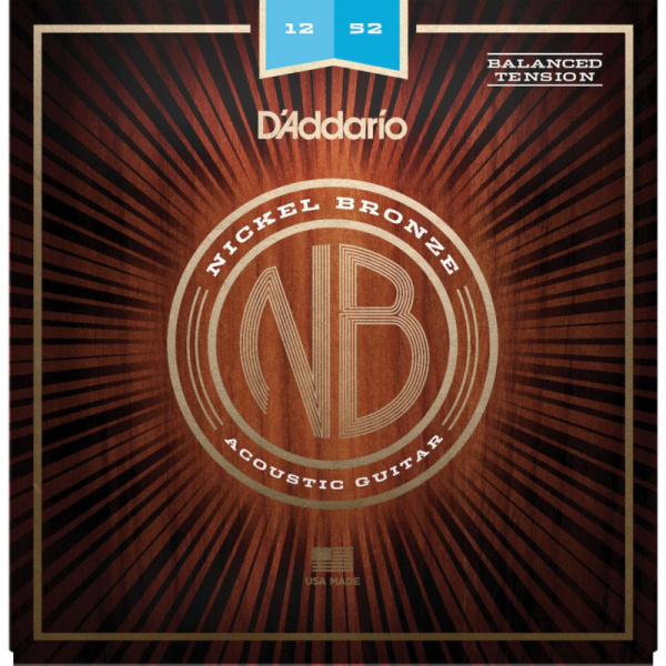 NB1252BT Nickel Bronze Комплект струн для акустической гитары, Balanced Light, 12-52, D'Addario