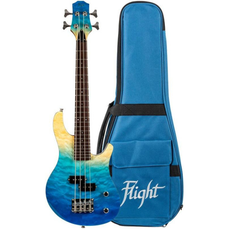 Mini Bass TBL Электроукулеле-бас, цвет transparent blue, чехол в комплекте. FLIGHT