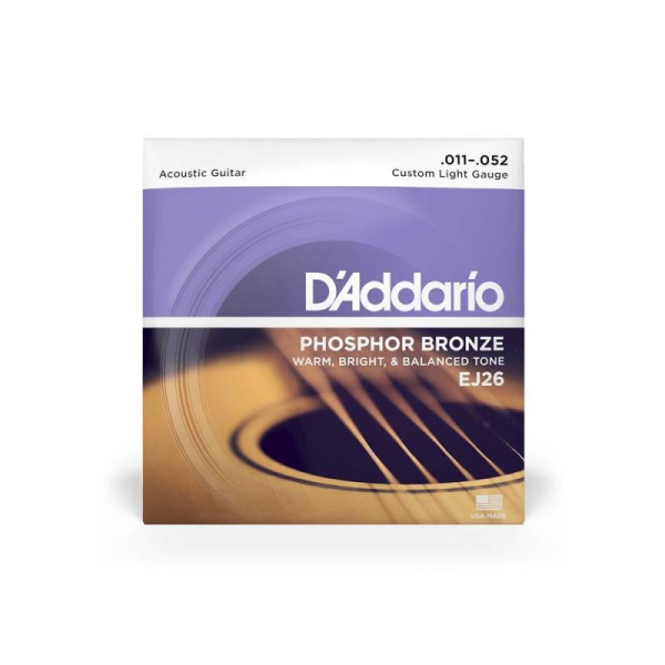 EJ26 Phosphor Bronze Струны для акустической гитары, Custom Light, 11-52, , D'Addario