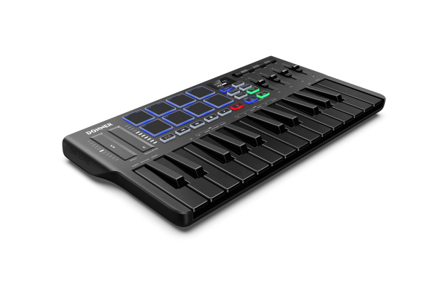 DMK-25 Pro MIDI-Клавиатура USB, с уменьшенными клавишами, 25 клавиш, 8 пэдов, 4 фейдера, DONNER