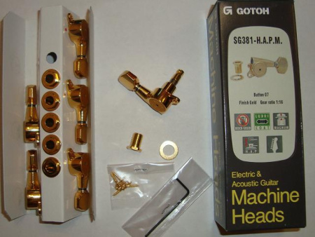 SG381-H.A.P.M. 07 G R6 локовые колки, в линию, Золото. Gotoh (Made in Japan)