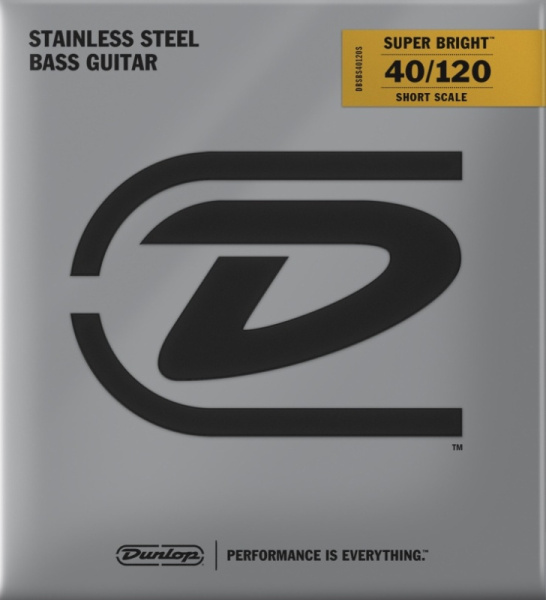 DBSBS40120S Super Bright Комплект струн для 5-стр бас-гитары, нерж.сталь,Short Scale, 40-120, Dunlop