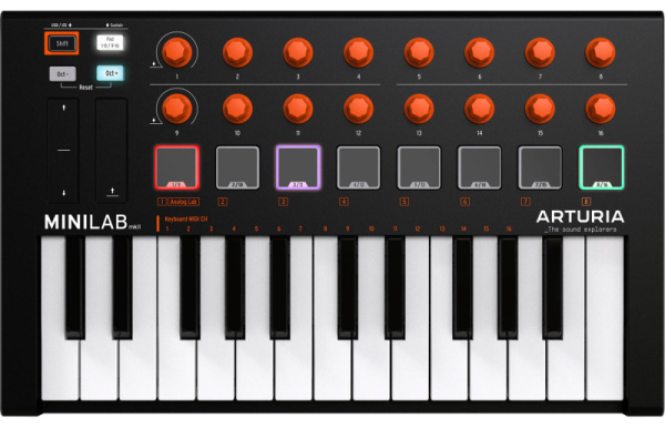 Minilab mkII Orange портативный 25-клавишный USB-MIDI-контроллер. Arturia
