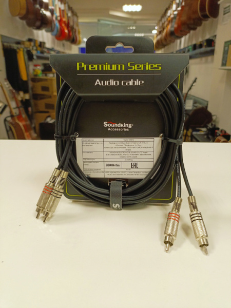 BB404-3M Кабель акустический, 2хRCA — 2хRCA, 3м, Soundking