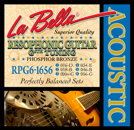 RPG6-1656 Комплект струн для резонаторной гитары, фосфорная бронза, 16-56, 6-G, La Bella
