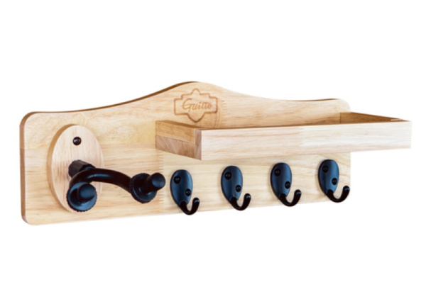 GGS-09  Настенный держатель для гитары (крюк), с крючками и полкой, Guitto