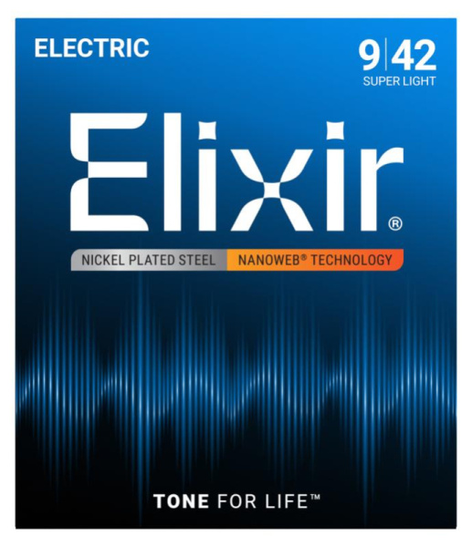 12002  NANOWEB Комплект струн для электрогитары, Super Light, 9-42, Elixir