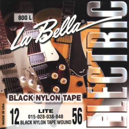 800L Black Nylon Комплект струн для электрогитары, оплетка черный нейлон, light,12-56 La Bella
